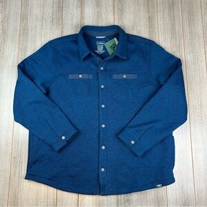 LL Bean Sweater Fleece Shirt Jacket XXL Shacket Slightly Fitted Solid Blue NEW